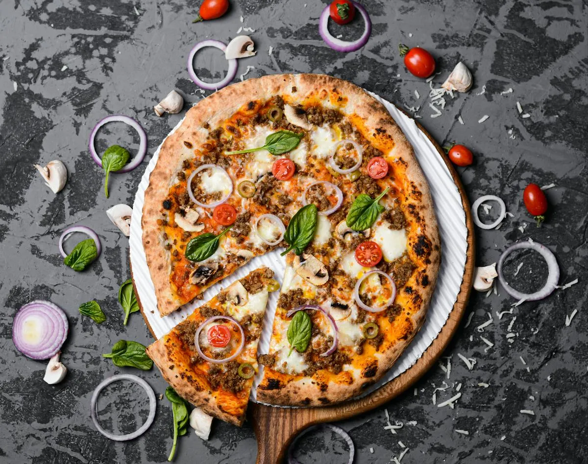 Colourful artisan pizza ready for a family cooking event